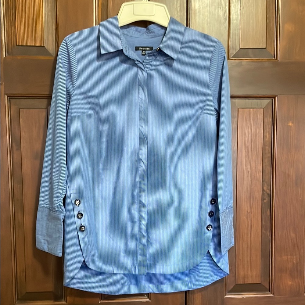 Blue Striped Button-Up Shirt button design
